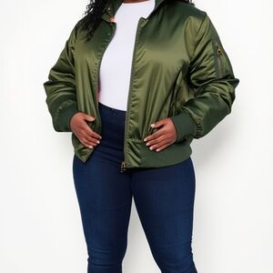 Women's Olive Green Bomber Jacket